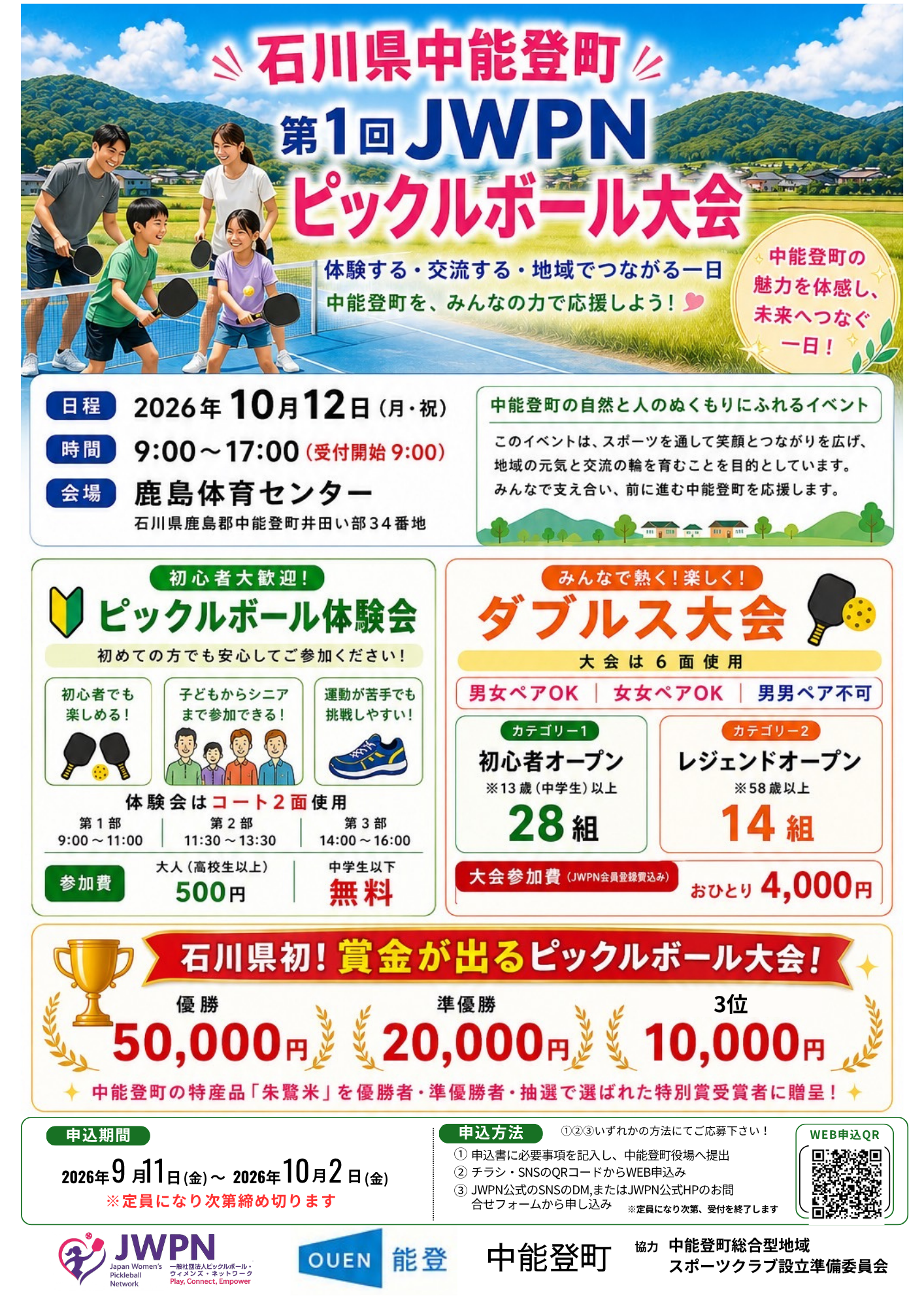 石川県中能登町第1回JWPNピックルボール大会